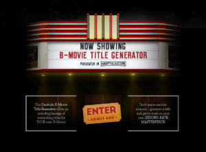 B-Movie Title Generator Welcome Screen